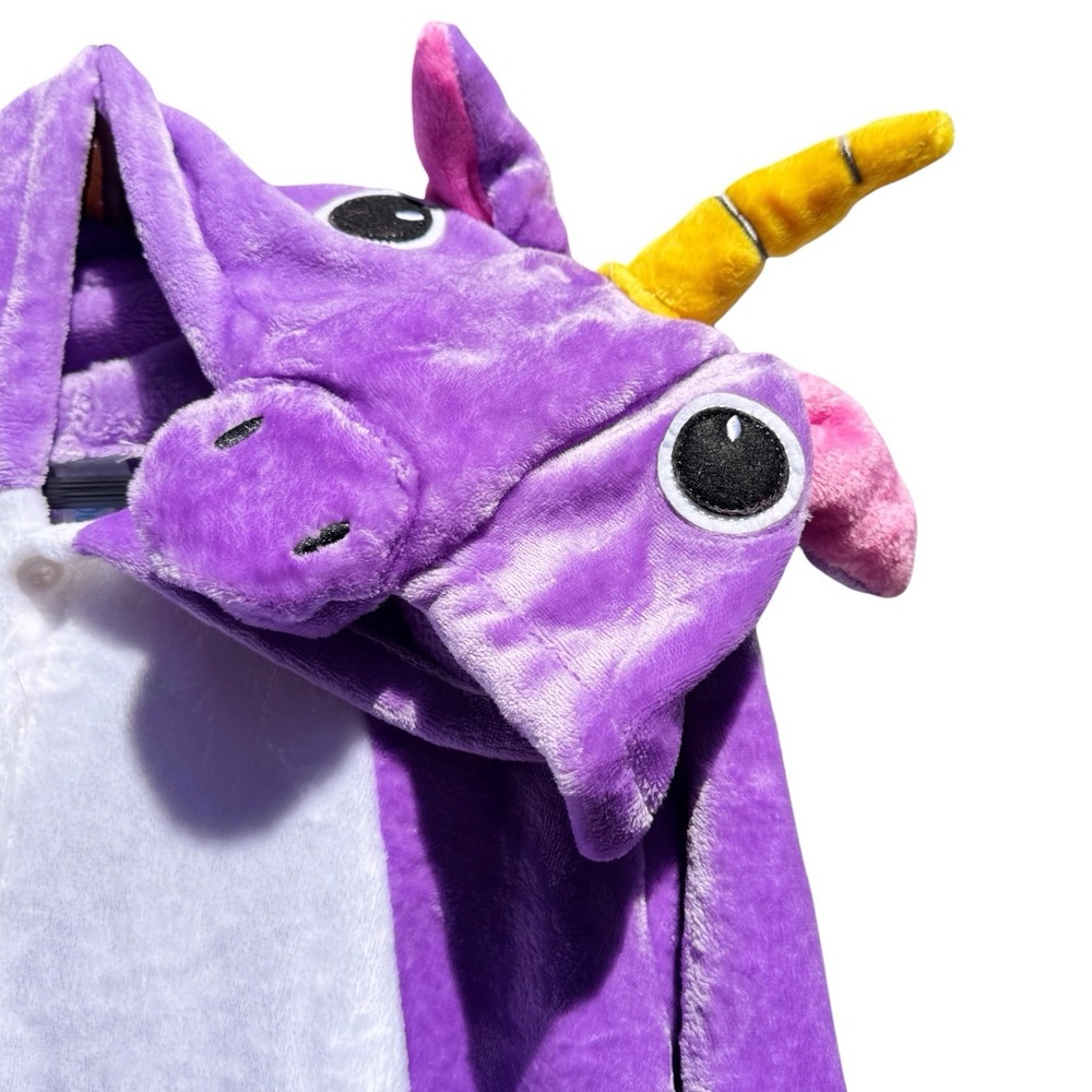 Purple Unicorn Jumper Adult M Kigurumi Hooded Costume Pajamas Cosplay Halloween - Picture 4 of 13